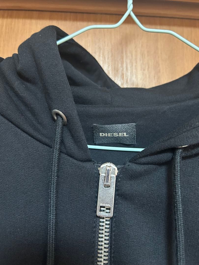 美品！DIESEL フード付きジャケット 黒 レザー袖