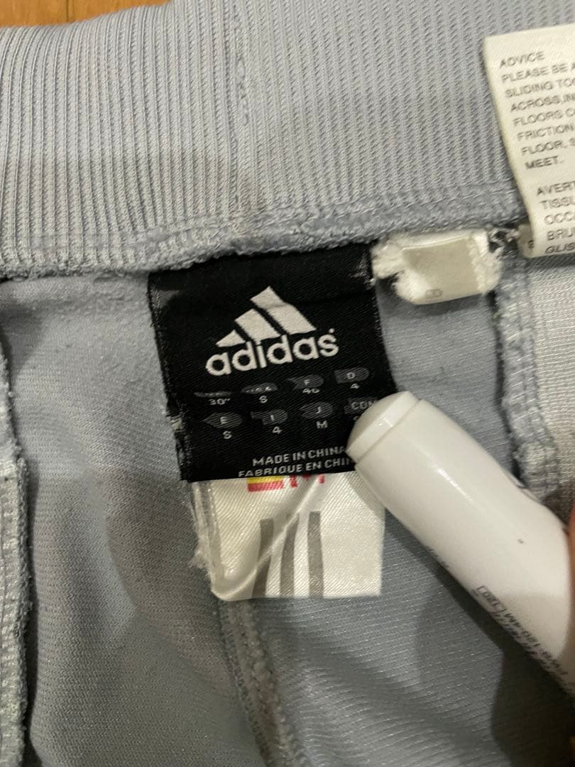 【希少】adidas トラックジャケット　シルバー×黒レザー　セットアップ　M