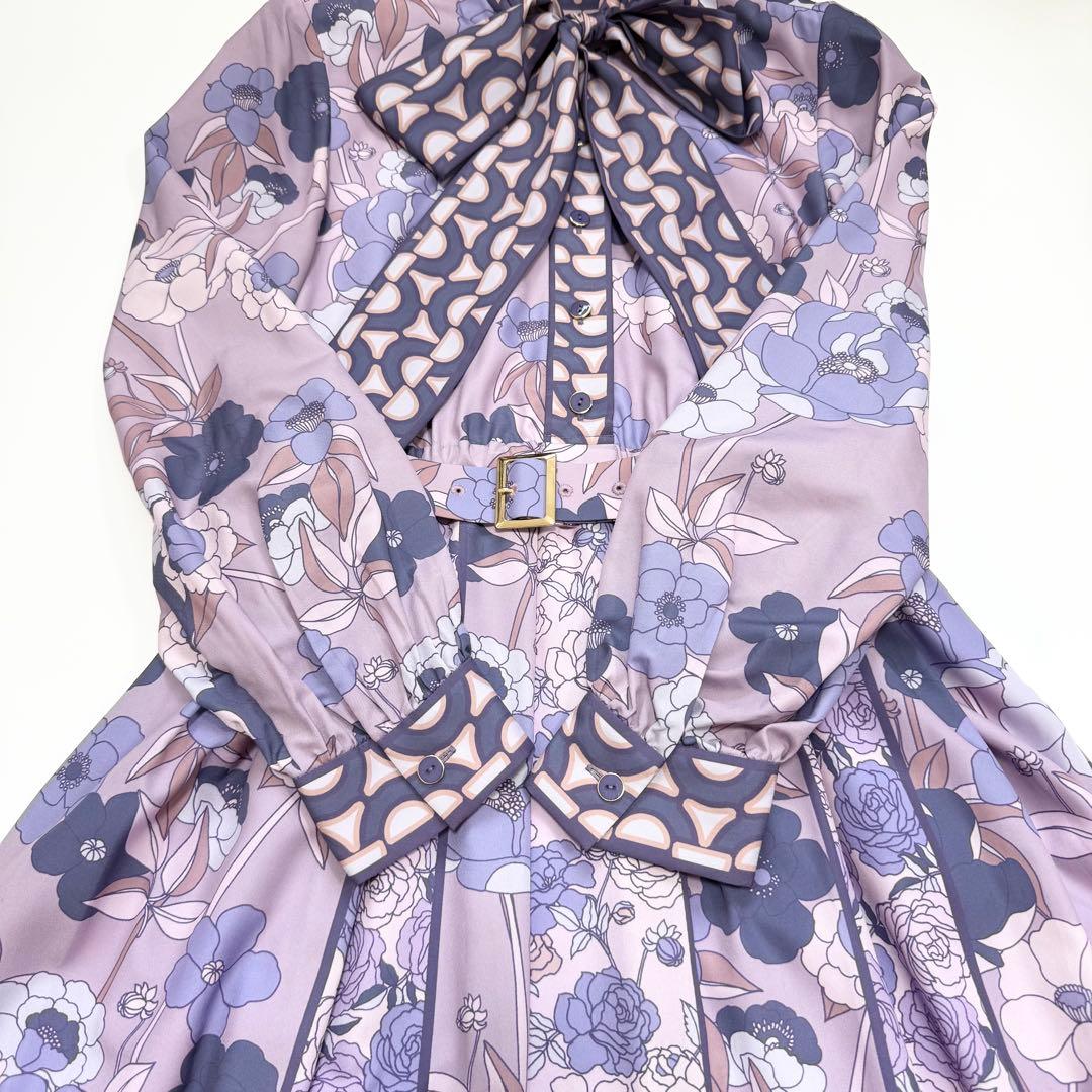 【極美品✨】グレースコンチネンタル　フラワープリントタックワンピース　38