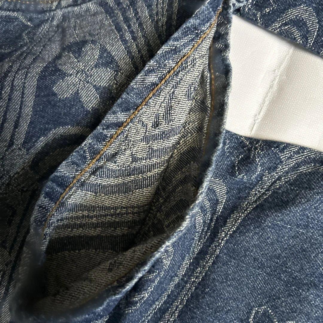 絡繰魂 流儀 和柄刺繍デニムパンツW36総柄和風鳳凰桜ジーンズ