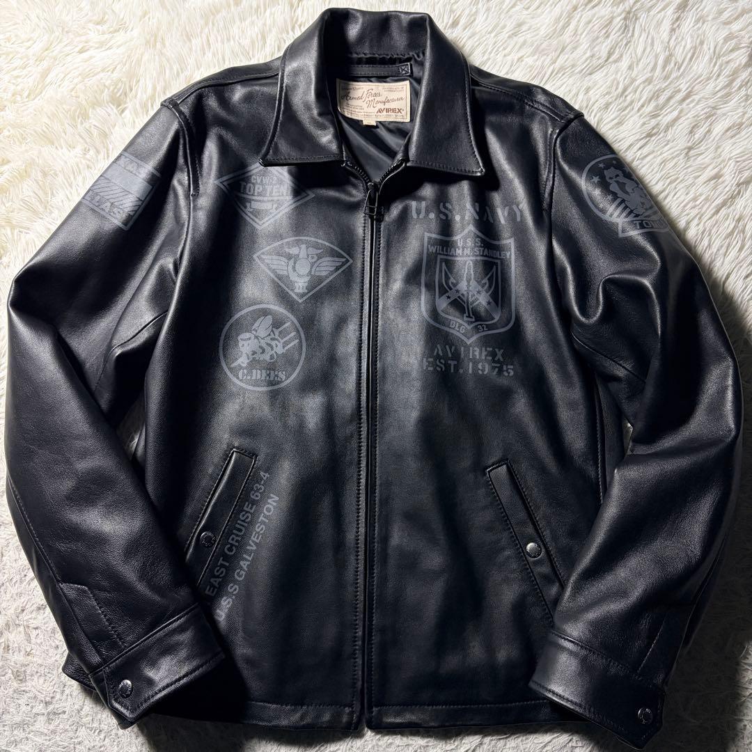 美品■AVIREX レザージャケット　羊革　ラムレザー ブラック　XL