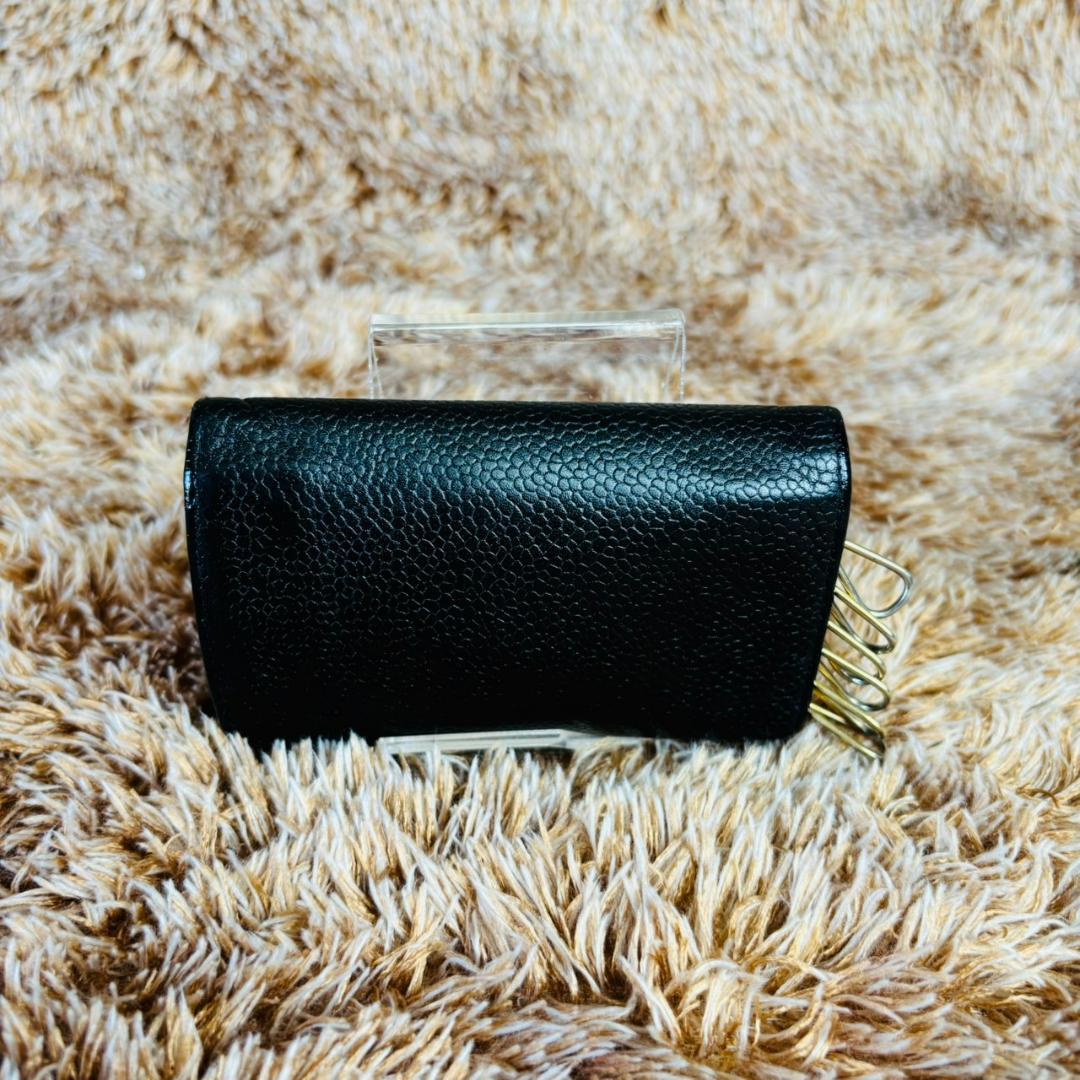 【美品】CHANEL 6連キーケース ブラック ココマーク　キャビアスキン
