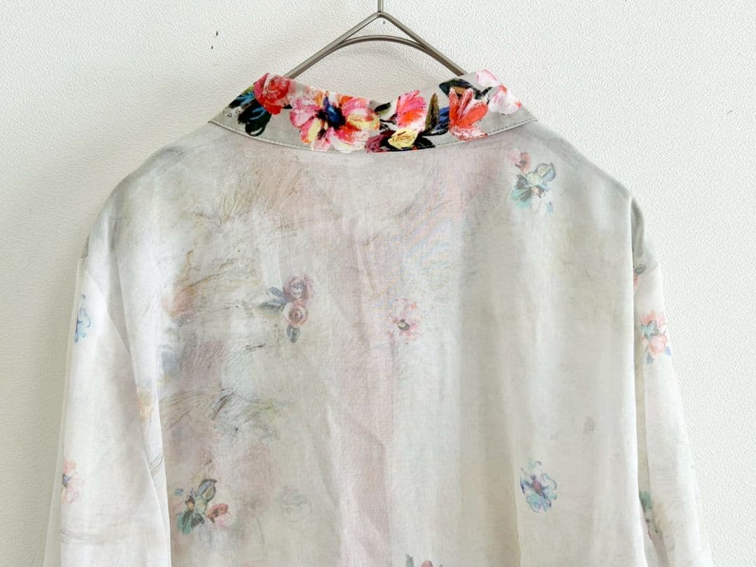 新品タグ付き・Chamois 花柄　チュニック丈ブラウス　大きいサイズ44