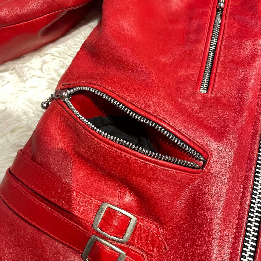 希少 HORNWORKS ダブルライダース 本革 レザー レッド LLサイズ