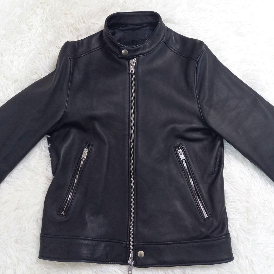 【美品】エディフィス ライダース レザージャケット シングル 羊革 ブラック M