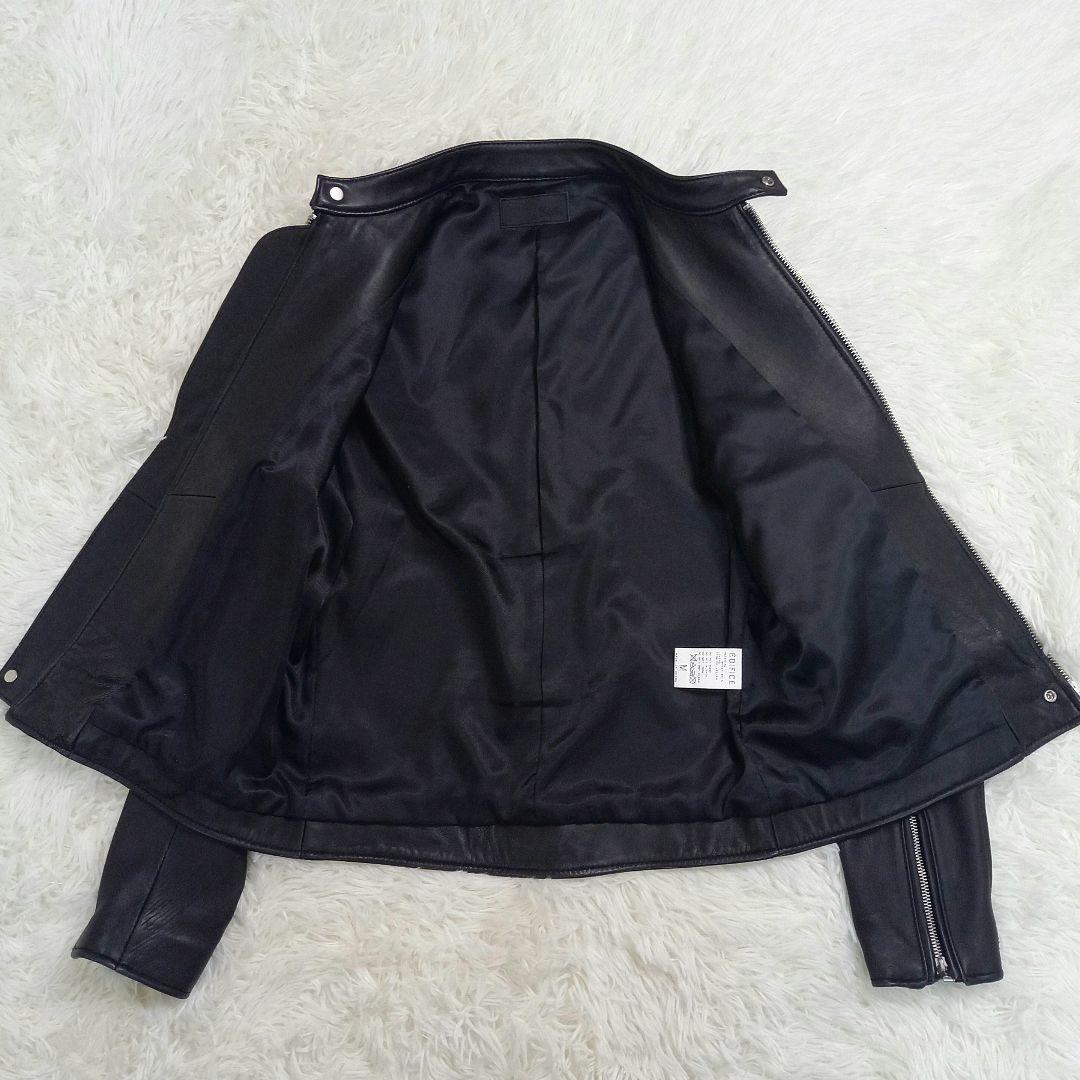 【美品】エディフィス ライダース レザージャケット シングル 羊革 ブラック M