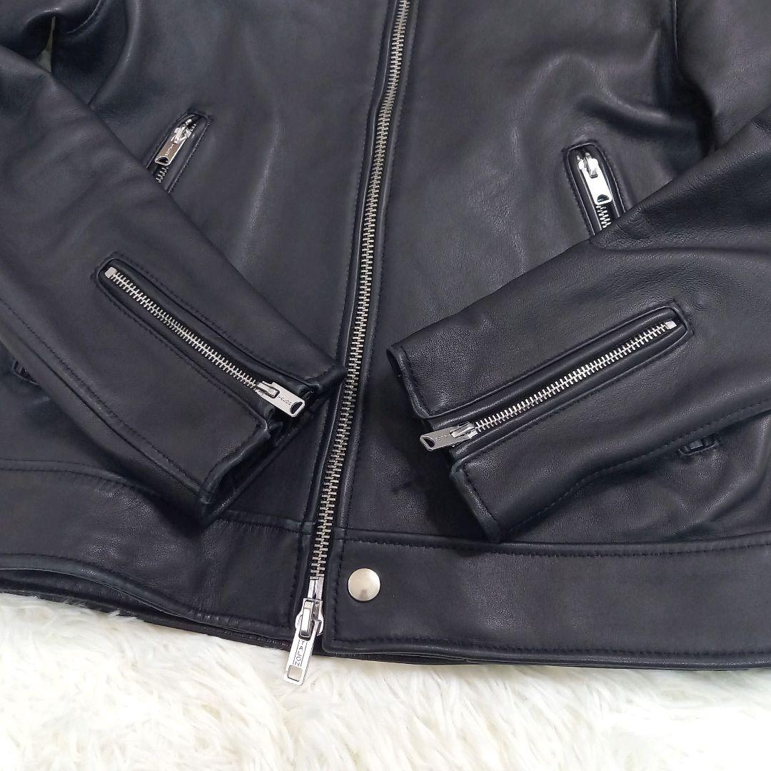 【美品】エディフィス ライダース レザージャケット シングル 羊革 ブラック M