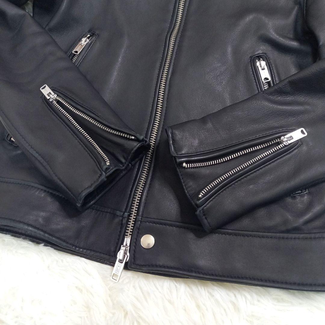 【美品】エディフィス ライダース レザージャケット シングル 羊革 ブラック M