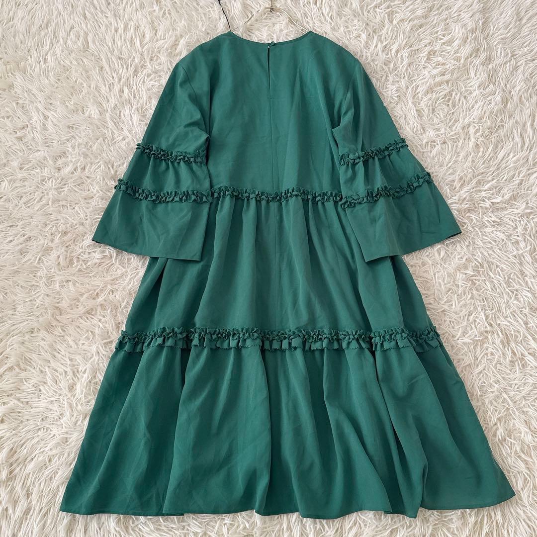 未使用タグ付✨ポールスミス ピンタックロングティアードワンピース グリーン 40
