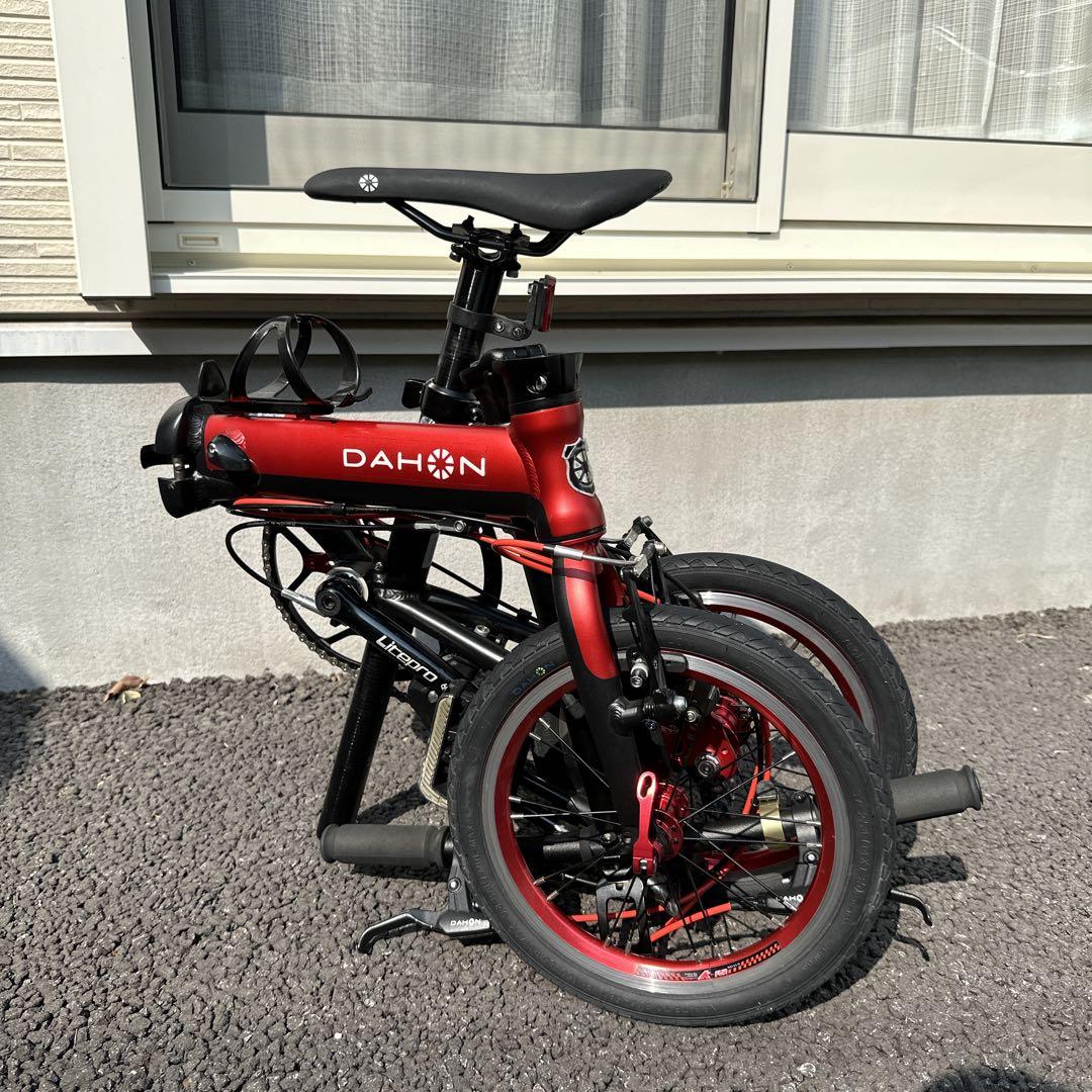 DAHON K3 赤黒カラー 純正ハンドグリップ　ライト付き