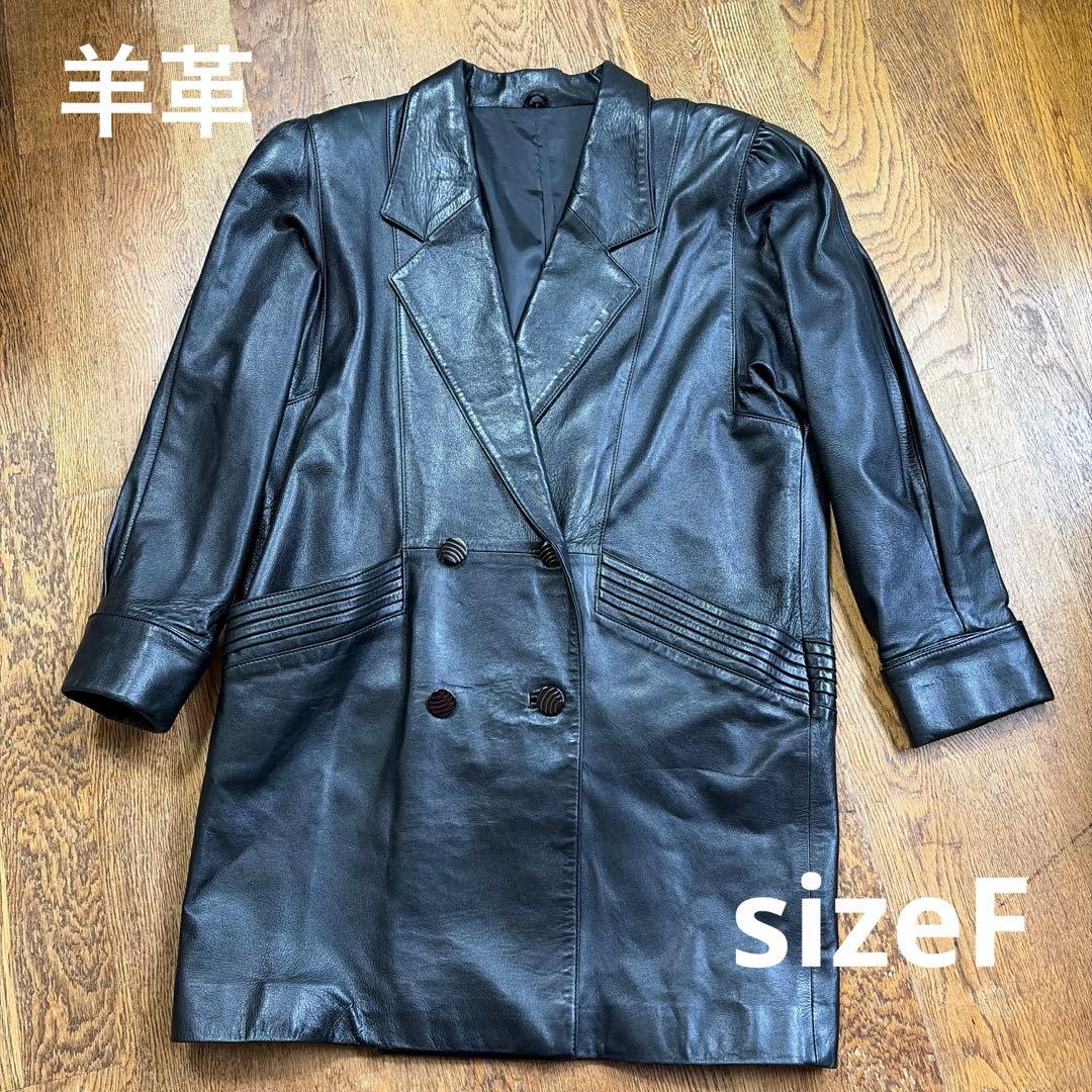合馬公式[日本製]羊革 ラムレザー ハーフコート 黒 F ジャケット