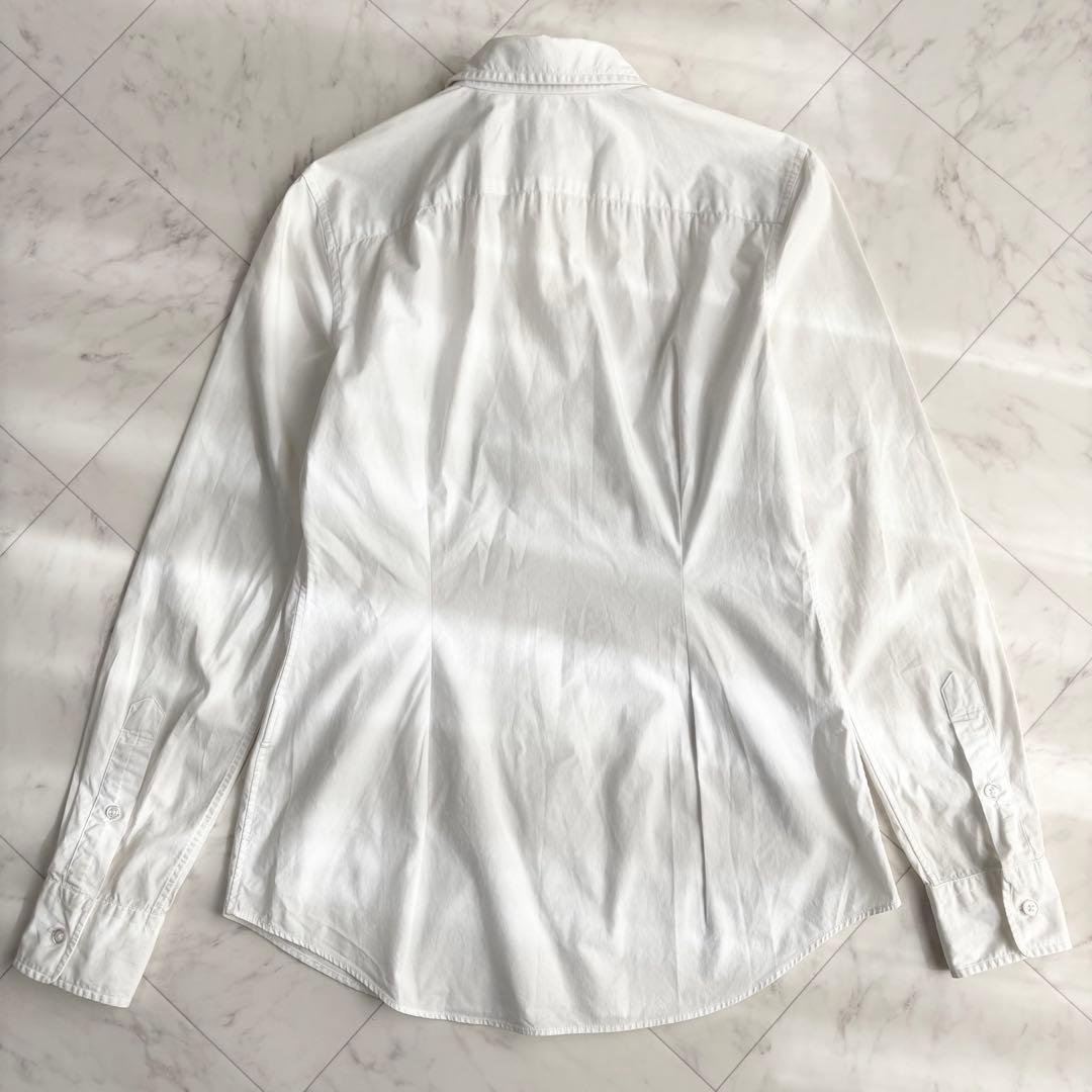 【ラルフローレン】長袖シャツ　ポニーロゴ　コットン　美シルエット　通勤　白　S