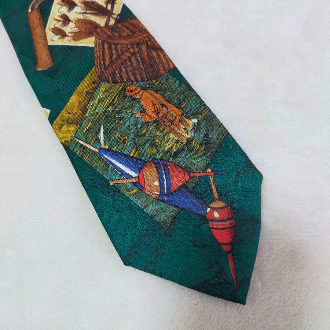 希少柄　90'S　RALPH LAUREN　フライフィッシング柄　ネクタイ