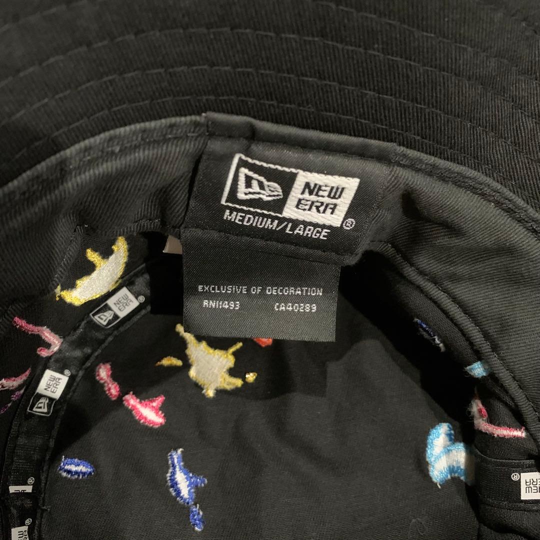 新品◎NEW ERA刺繍バケットハットブラック正規品◎M/Lサイズユニセックス黒