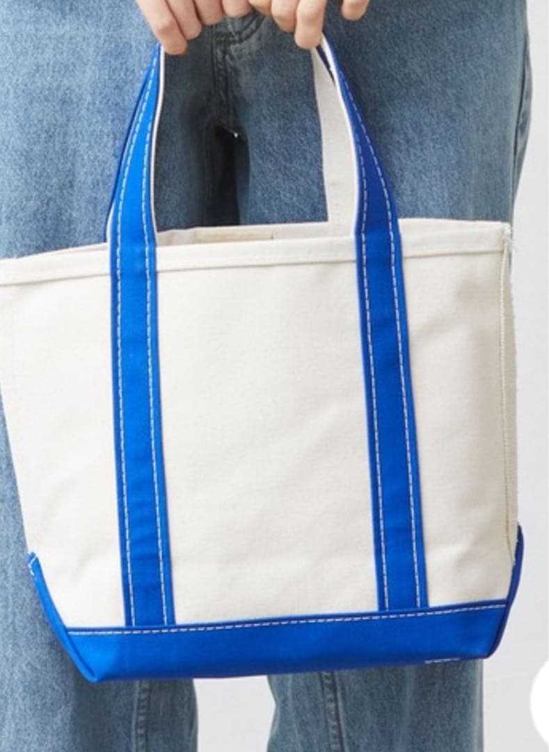 【美品】L.L.Bean アイボリー ネイビー トートバッグ Sサイズ USA製