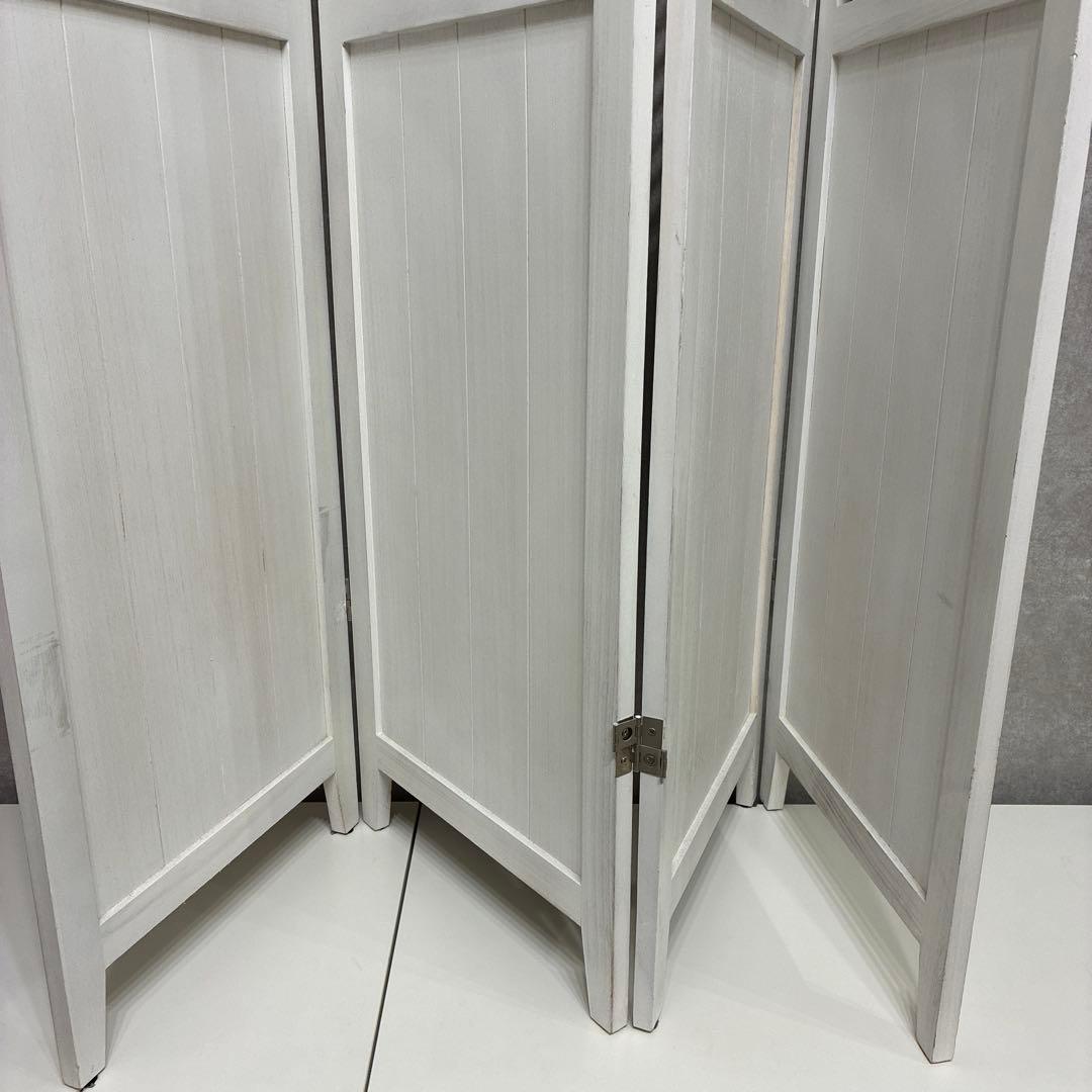 [4連][高さ148] 木製アンティーク調パーテーション ルーバータイプ 完成