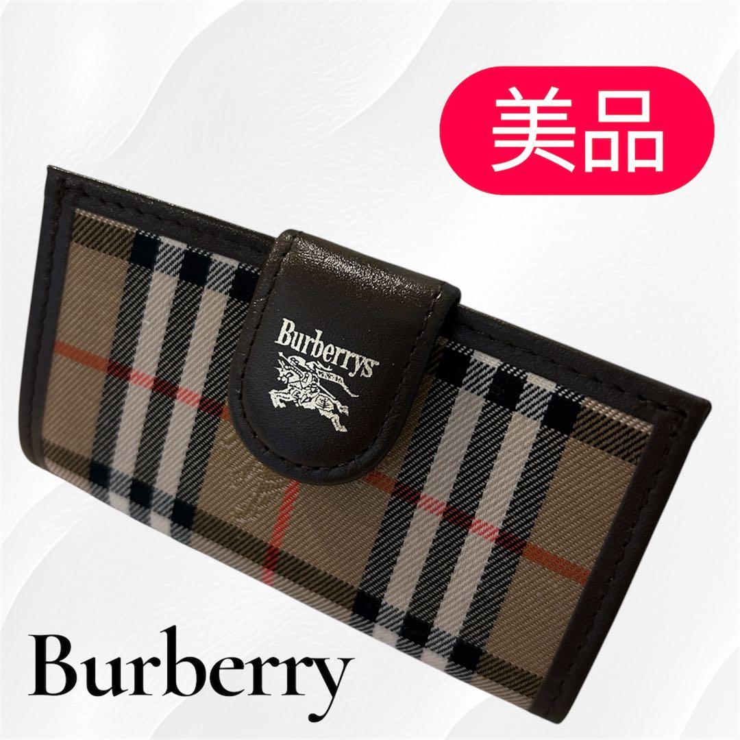 【極美品】バーバリー ノバチェック キーケース キャンバス×レザー ユニセックス