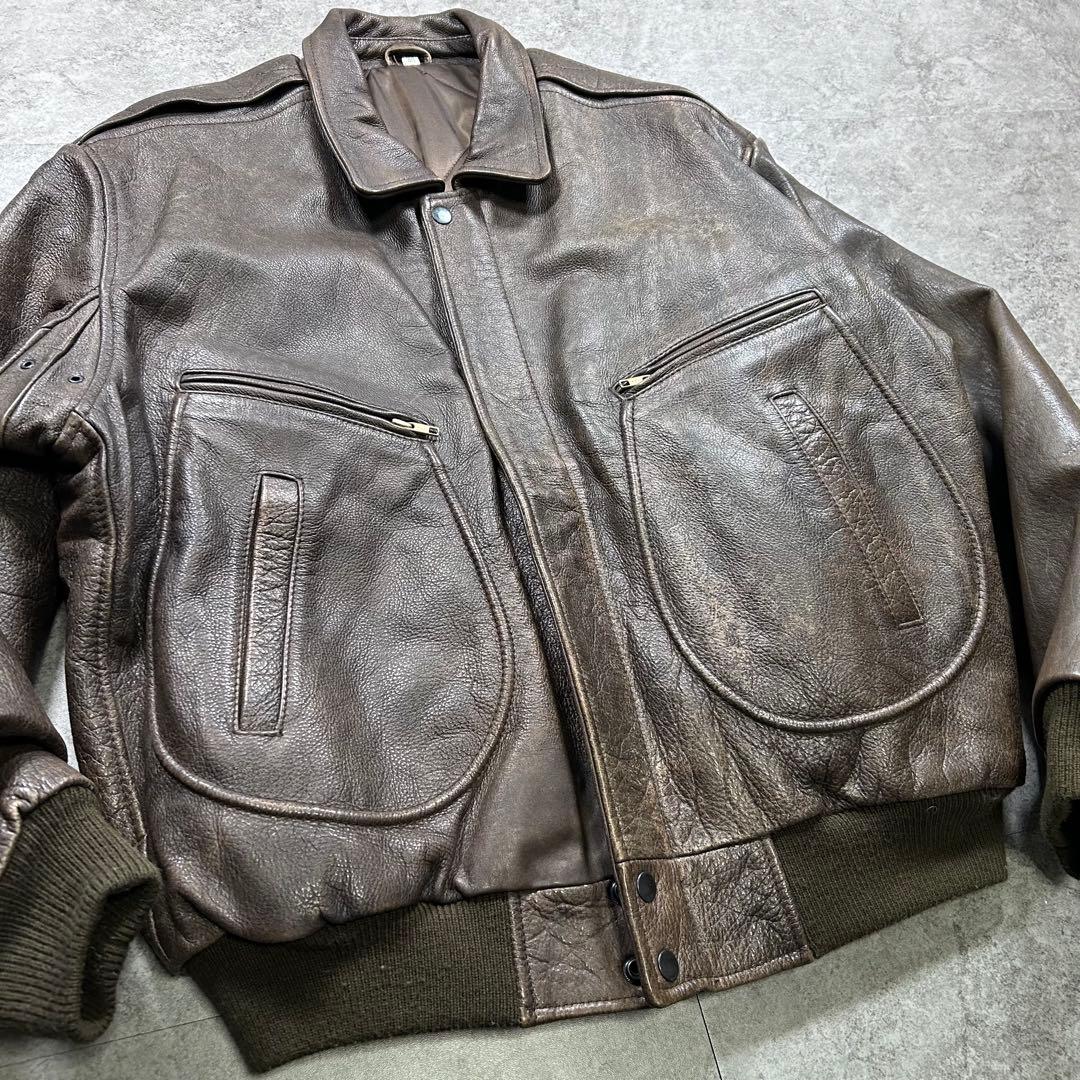 90s【Vintage】A2/leather flight jacket/Y2K