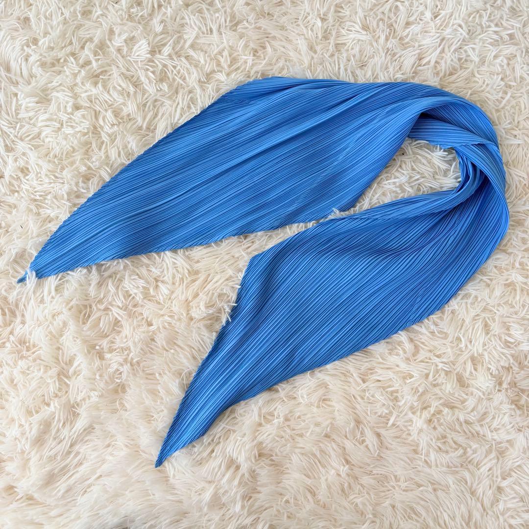 希少★PLEATS PLEASE イッセイミヤケ プリーツスカーフ ブルー日本製