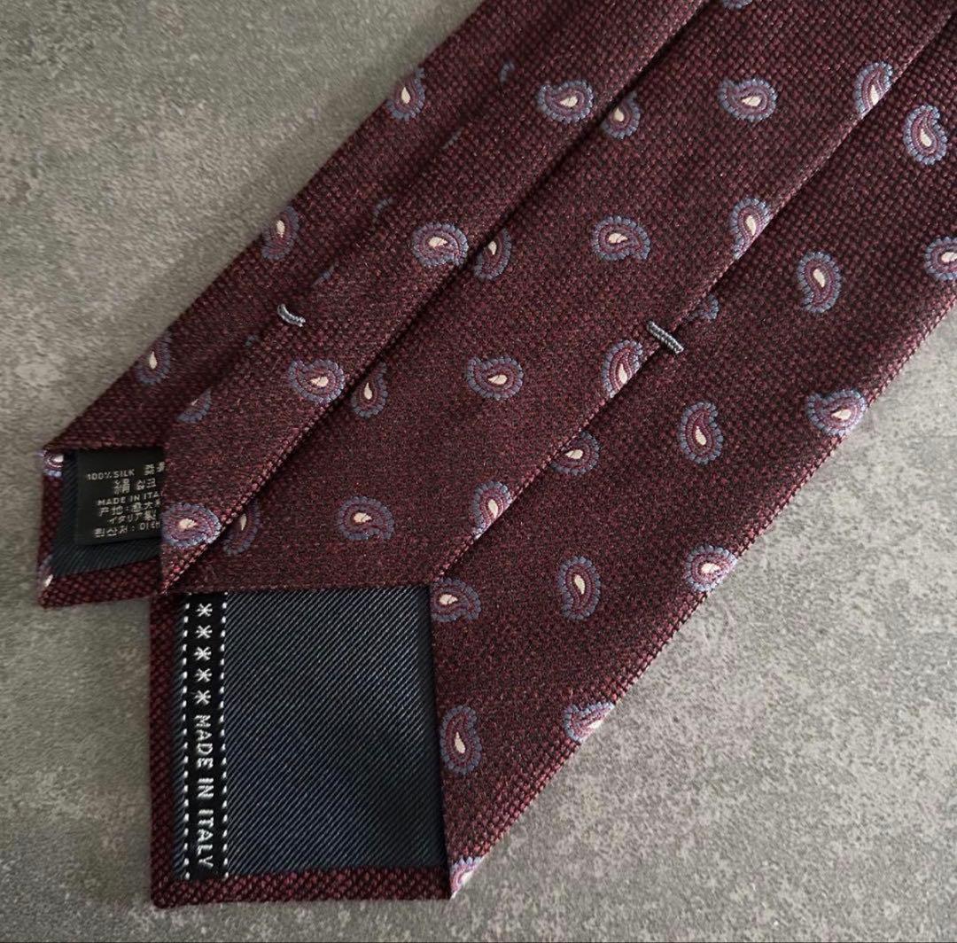 【美品】Ermenegildo Zegna ゼニア　ネクタイ　ペイズリー　えんじ