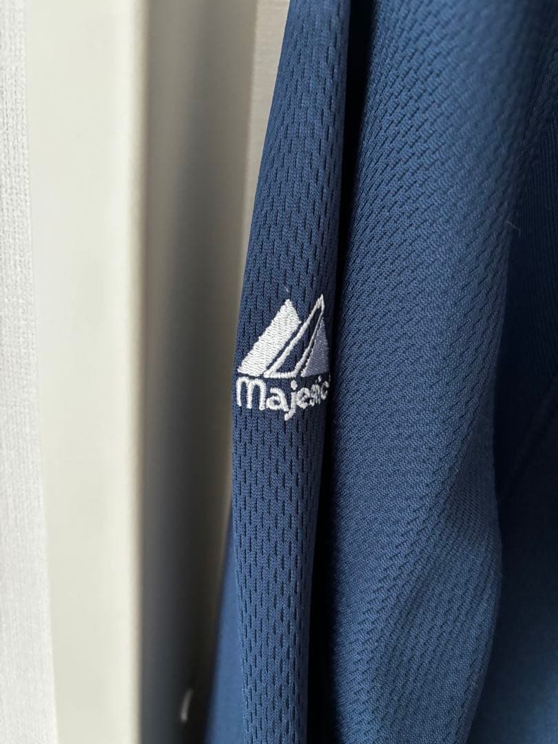 美品 ヤンキース ロングTシャツ フリース ネイビー プラクティスジャージ