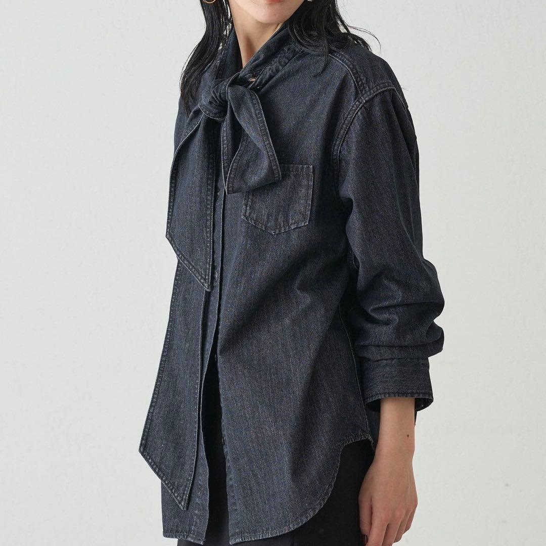 【極美品】ラウンジドレス デニム ボウタイブラウス ブラック 限定 完売品