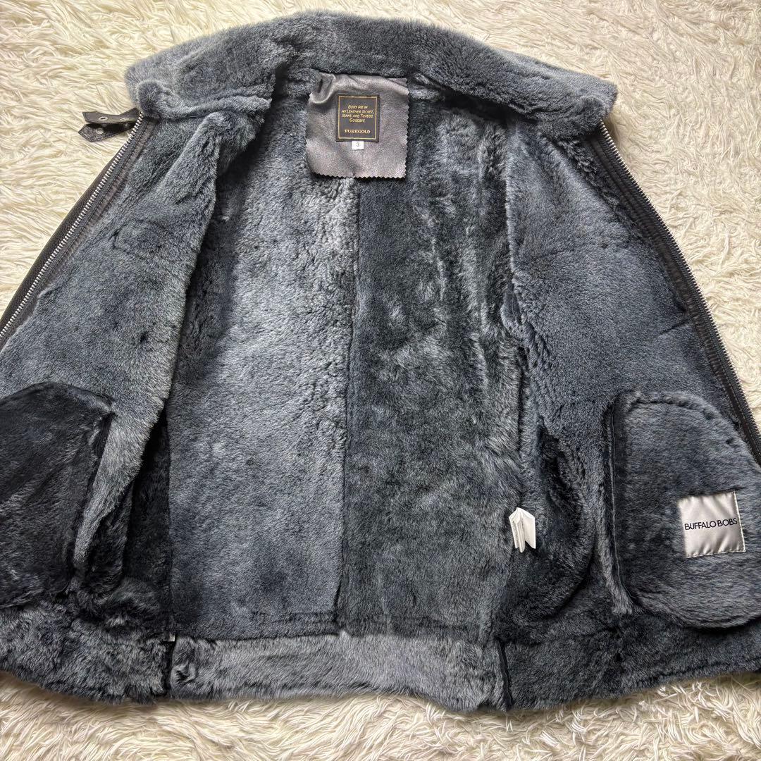 極美品　BUFFALO BOBS レザームートンジャケット　サイズ3 ブラック