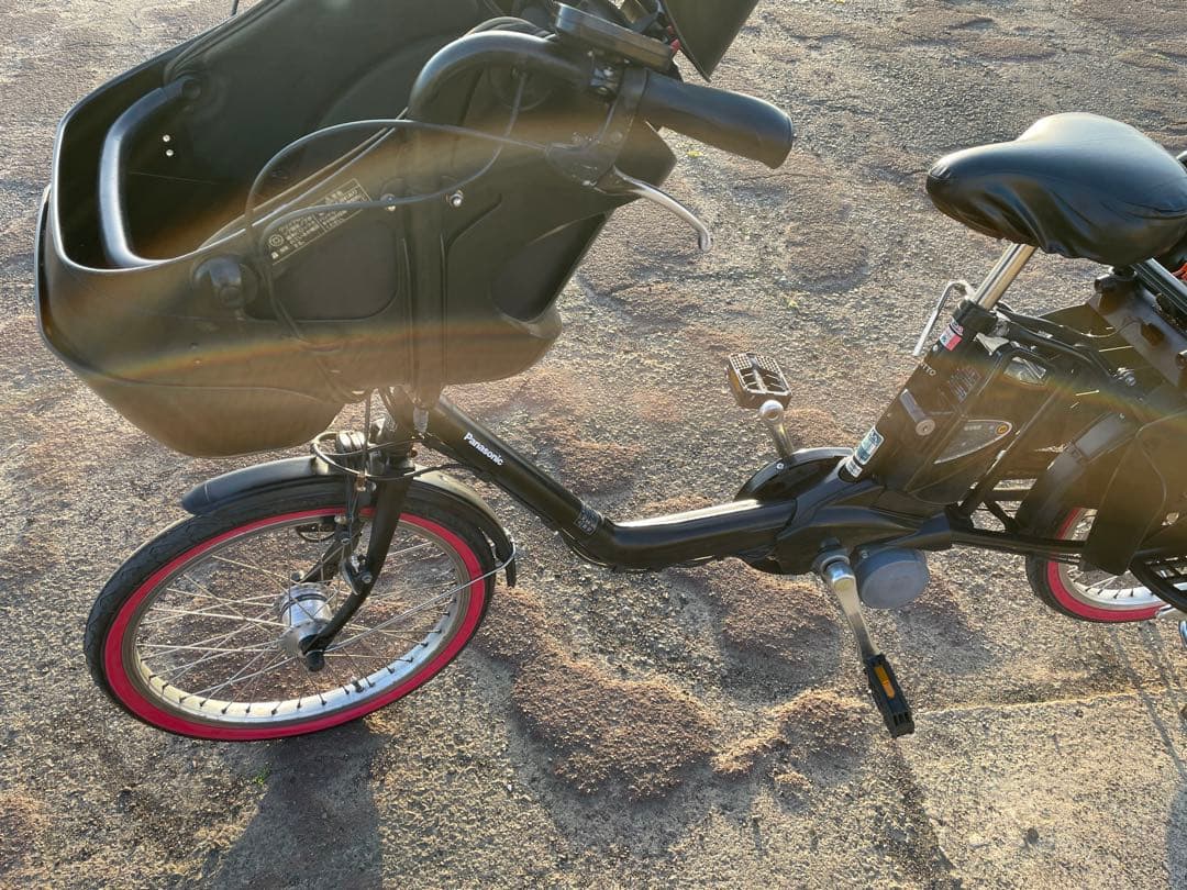 パナソニックギュットMINI 人気色黒‼️タイヤ交換済み3人乗り　子載せ電動自転車