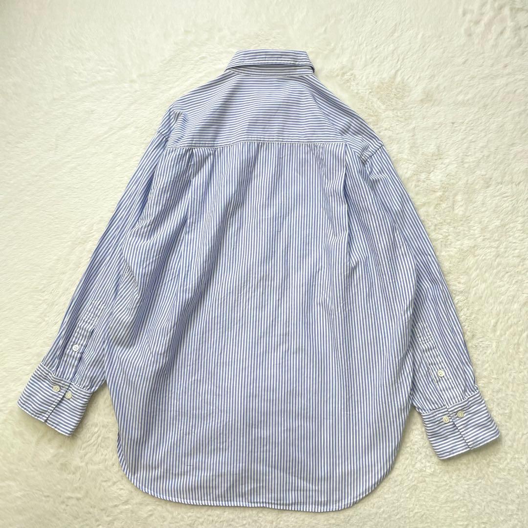 Spick & Span オックスルーズシャツ ブルー×ホワイト ストライプ