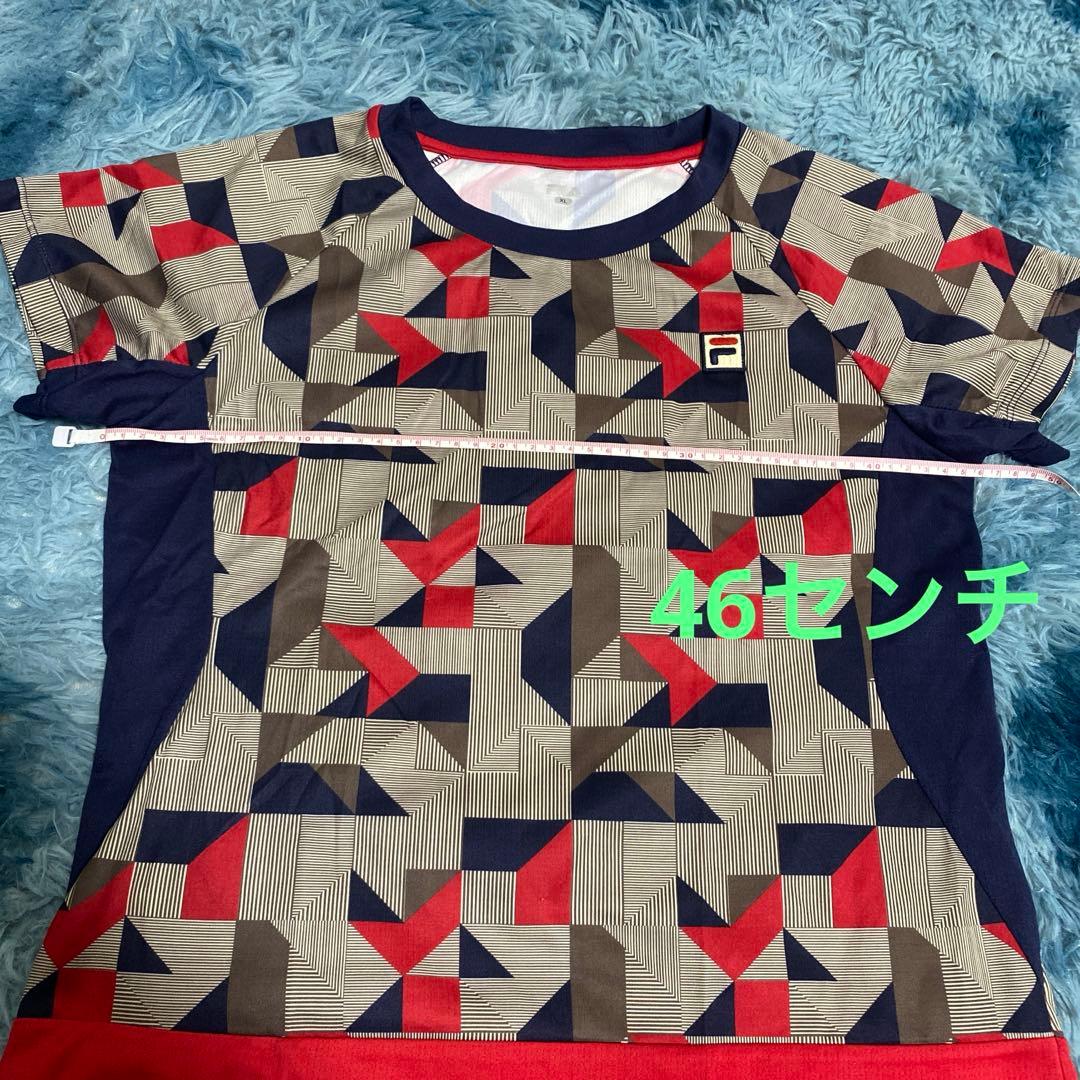 FILA テニス　レディース　上下セット　XL M テニスウェア　赤　柄