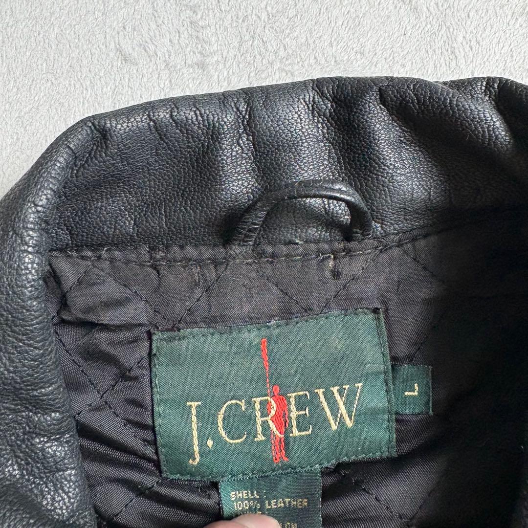90s J.CREW シングルレザージャケット　巨人タグ　キルティングライナー