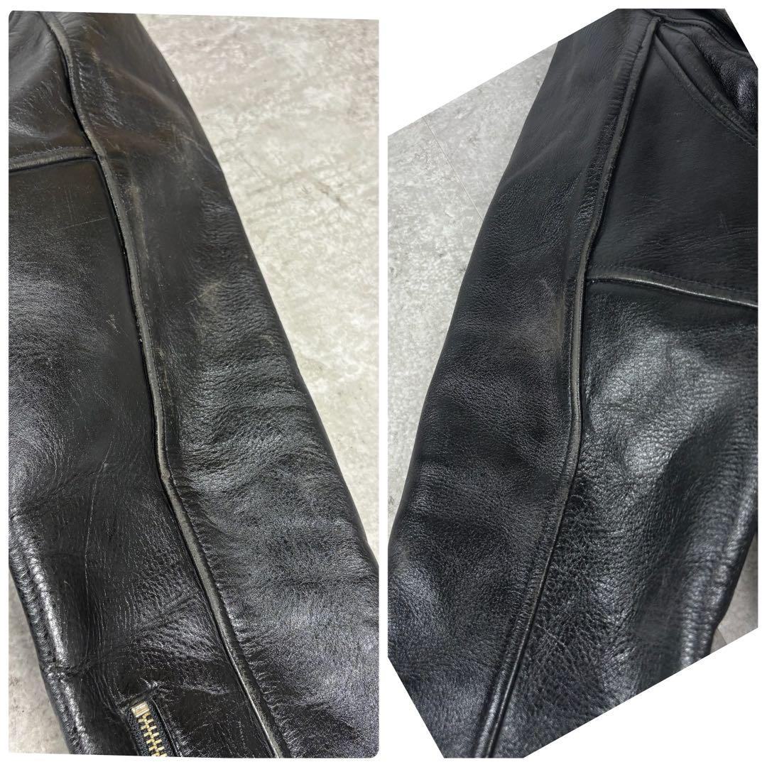 ハーレーダビッドソン　HARLEY ダブル　レザー　ライダースジャケット　L 黒