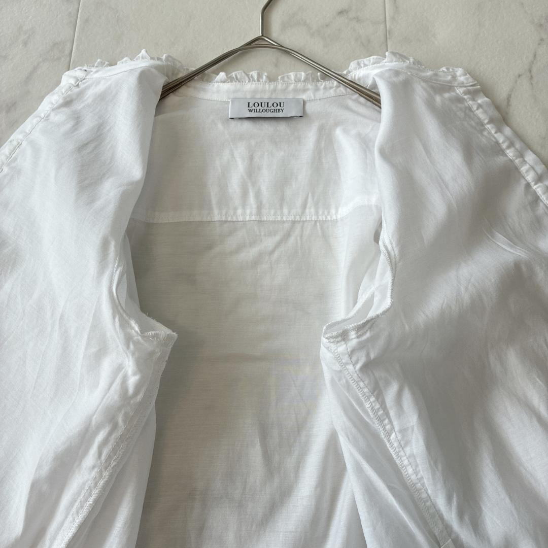 【キュプラ混】ルルウィルビー♡フリルブラウス 2 パールボタン 近年 美品