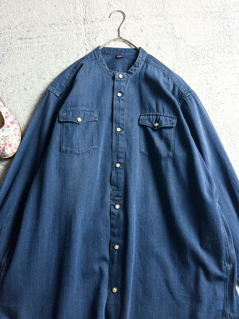 【45R】45rpm 納戸×納戸シャツデニムの908グーグーシャツ（加工） 2