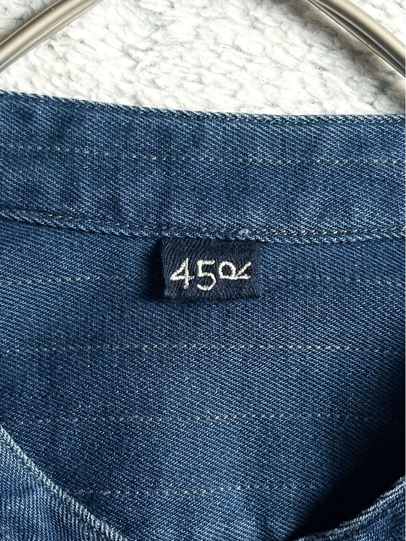 【45R】45rpm 納戸×納戸シャツデニムの908グーグーシャツ（加工） 2