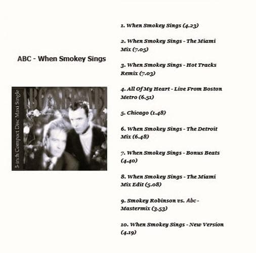 ABC　When Smokey Sings　貴重リミックス集 CD