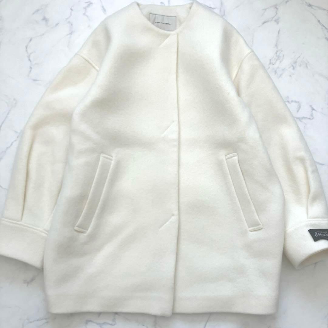 上質✨24AW ナノユニバース ウールカシミヤノーカラーミドル丈コート