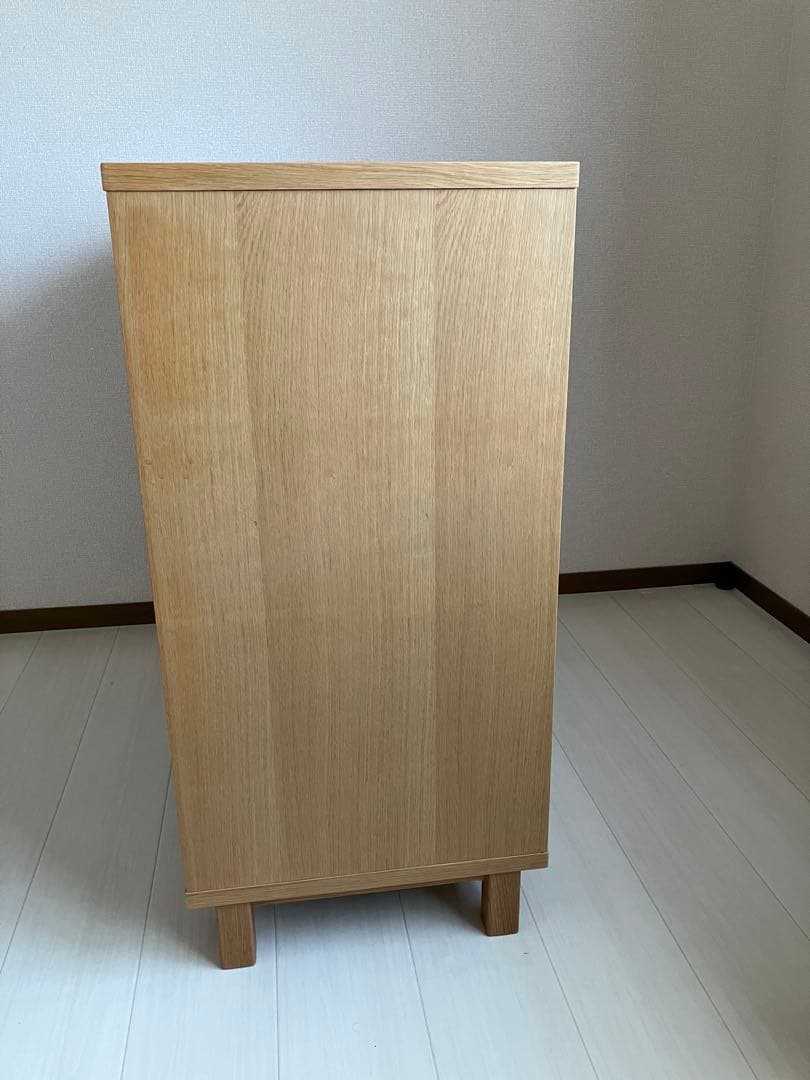【廃盤品】無印良品　オーク材　キャビネット・ガラス扉(引戸)