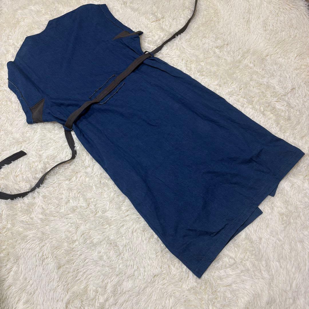 【タグ付き】　Y’s デニム　ロングワンピース ノースリーブ　S ベルト有り
