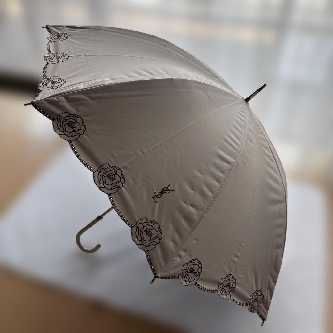 未使用品　イブサンローラン　日傘　雨晴れ兼用　柔らかいアイボリー