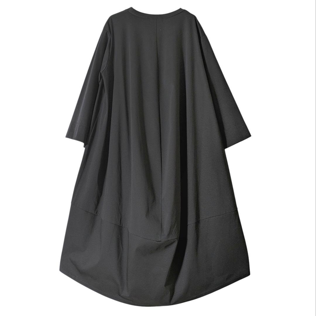 新品◎Aga／バックロング ヘムラインロングカットソー チュニック ブラック黒