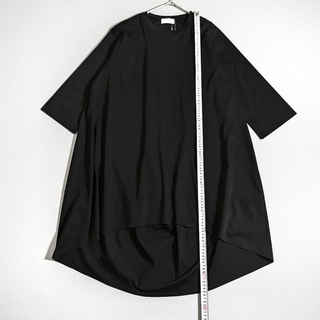 新品◎Aga／バックロング ヘムラインロングカットソー チュニック ブラック黒