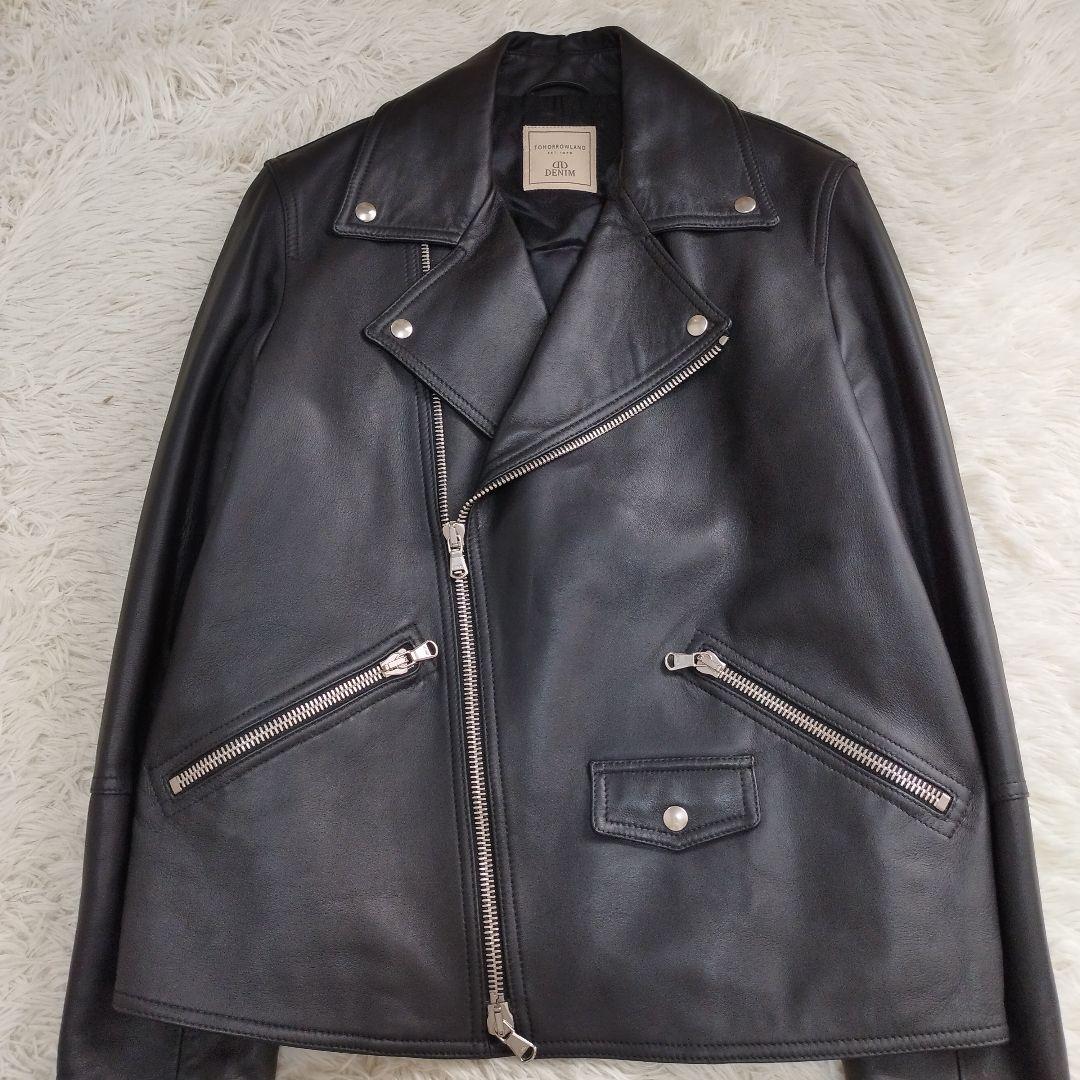 20489✨️トゥモローランド 48 L ダブルライダースジャケット 羊革