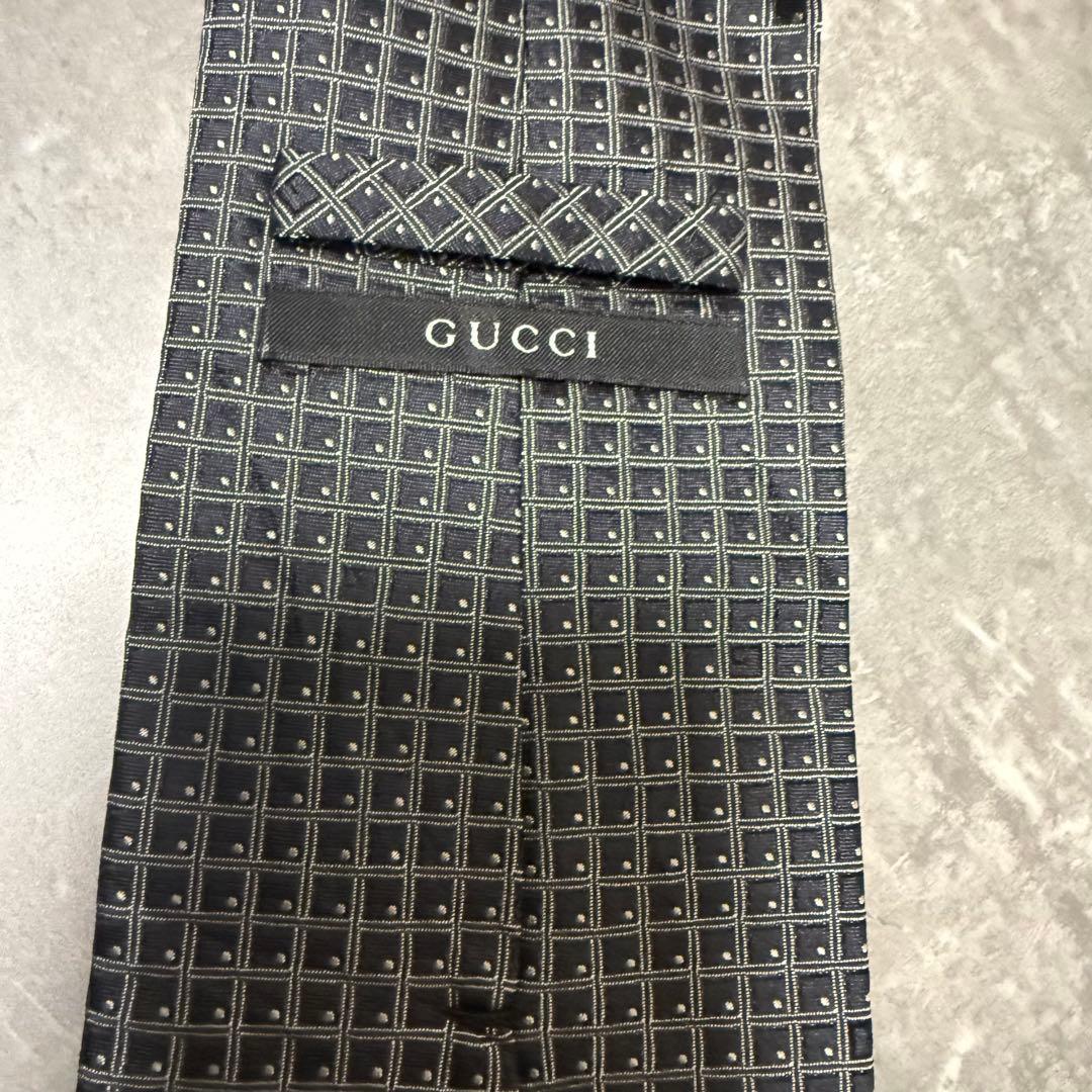【✨極美品✨】GUCCI グッチ ネクタイ 格子柄 G柄 ブラック ハイブランド