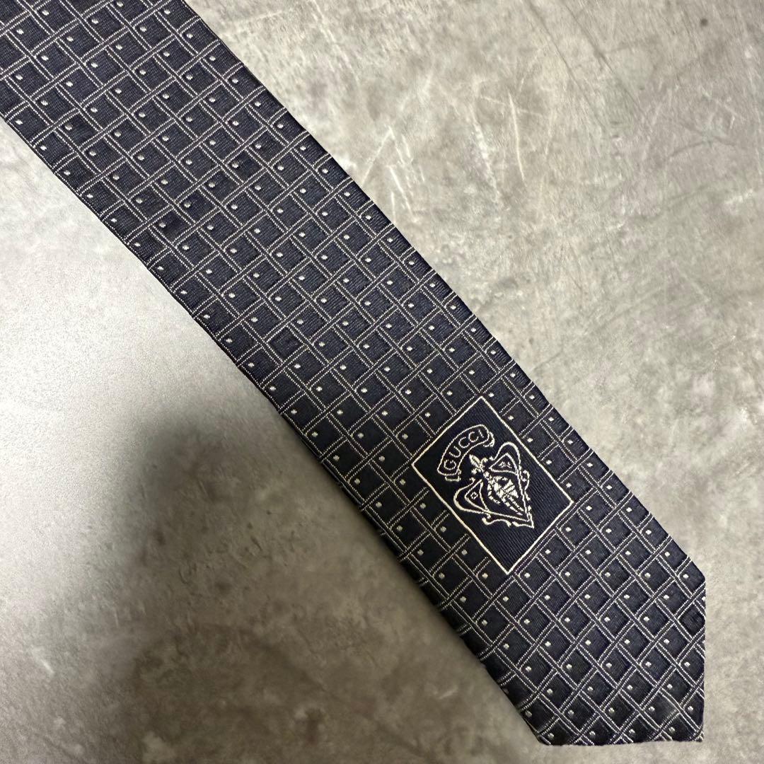 【✨極美品✨】GUCCI グッチ ネクタイ 格子柄 G柄 ブラック ハイブランド