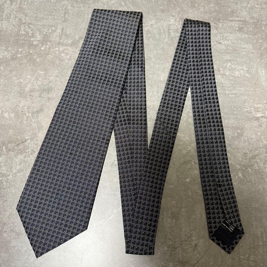 【✨極美品✨】GUCCI グッチ ネクタイ 格子柄 G柄 ブラック ハイブランド
