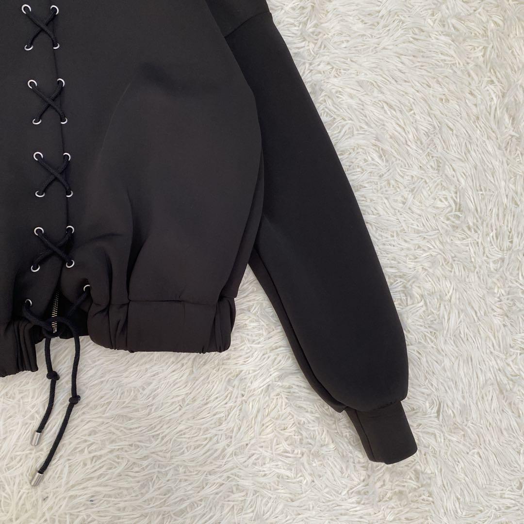 AMERI BACK LACE UP PARKA バックレースアップパーカー 黒