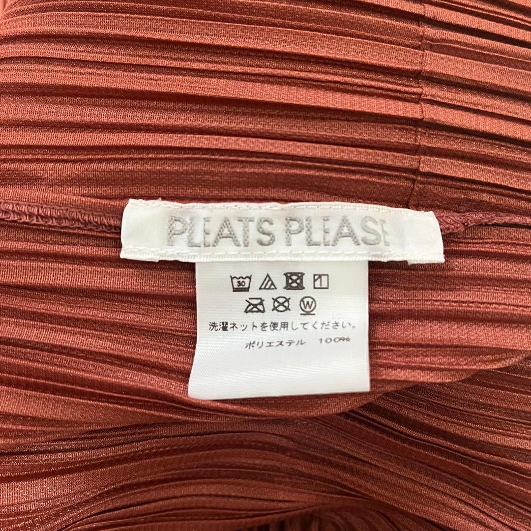 PLEATSPLEASE イッセイミヤケ　ロングジレ　近年モデル　赤茶色　3