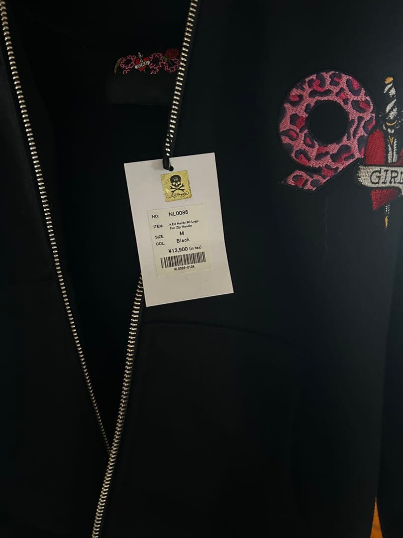 最安値！girl×Ed Hardy 90 Logo Fur Zip Hoodie