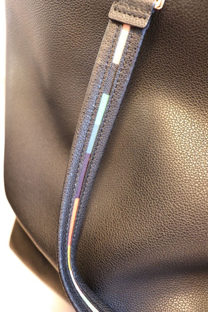 【Paul Smith】インレイドストライプハンドル トートバック　ブラック
